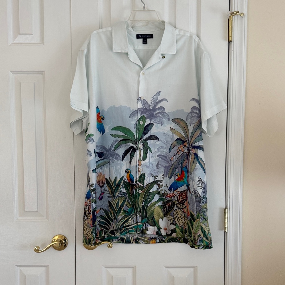 Daniel Cremieux Parrot and Palm Print Shirt - Light Blue